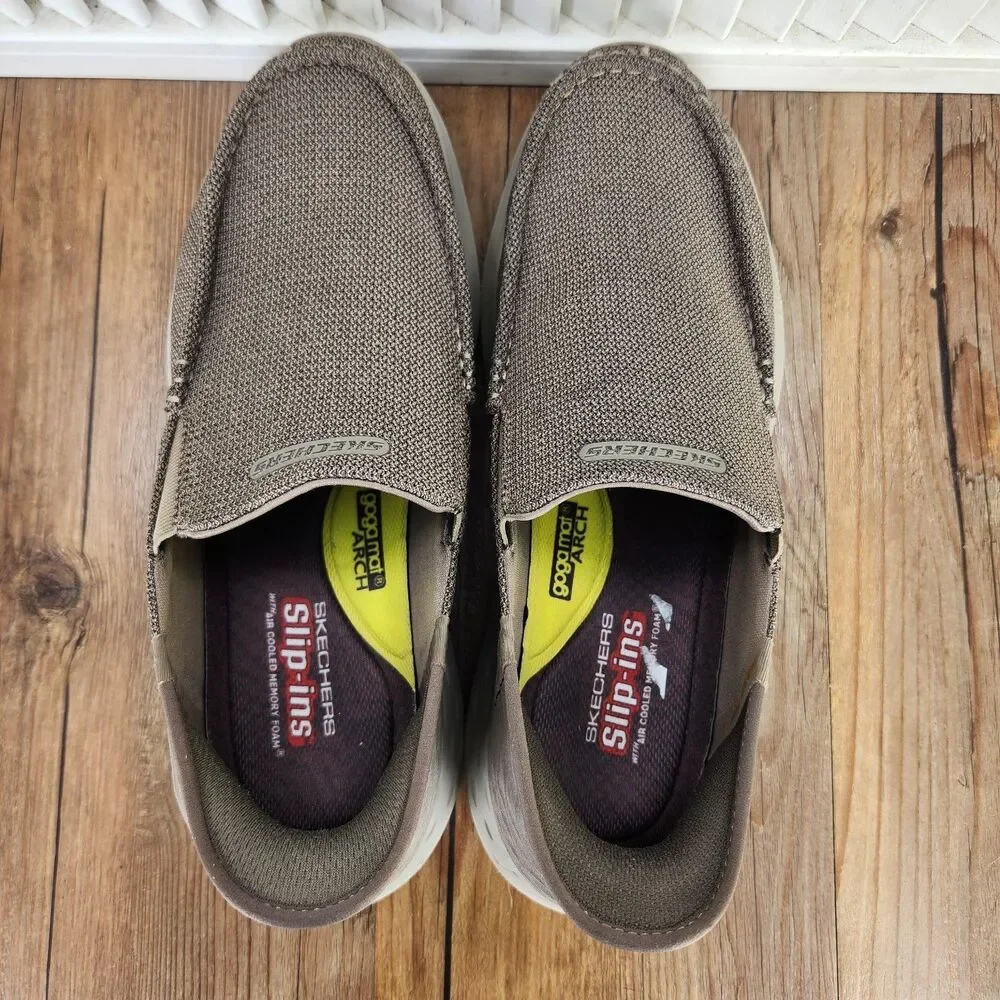 Skechers Parson Ralven Hands Free Slip-Ins Mens Sz 11 Taupe Moc Toe Shoes 204804